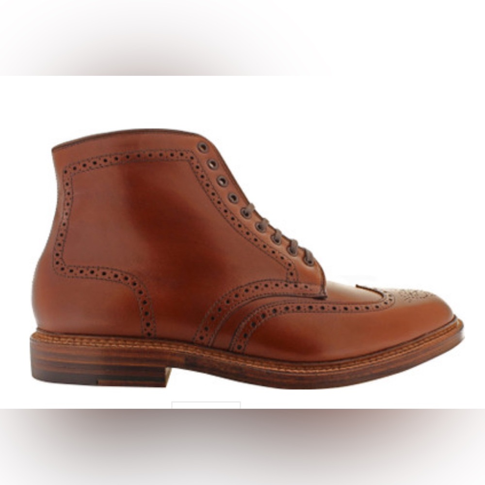 ALDEN 44618 Wingtip Boots Dark Tan Calfskin Lace Up Ankle Whiskey 13 BD - Picture 1 of 12